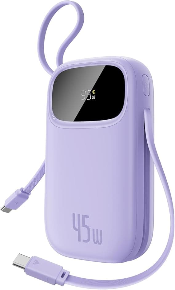 Detalle de Baseus Powerbank 45W 20000mAh con Cables USB-C Rápido 💜
