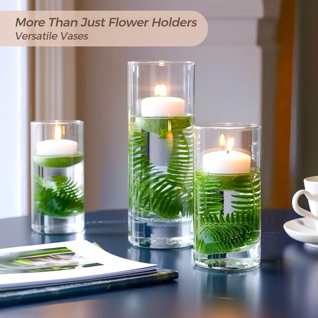 Thumbnail 6 de Lot de 6 vases cylindriques en verre transparent ComSaf pour centres de table, 15,2 à 25,4 cm