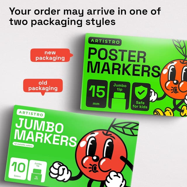 Thumbnail 6 de ARTISTRO Jumbo Poster Markers Set with 15mm Acrylic Jumbo Tip (10 colours + black & white)