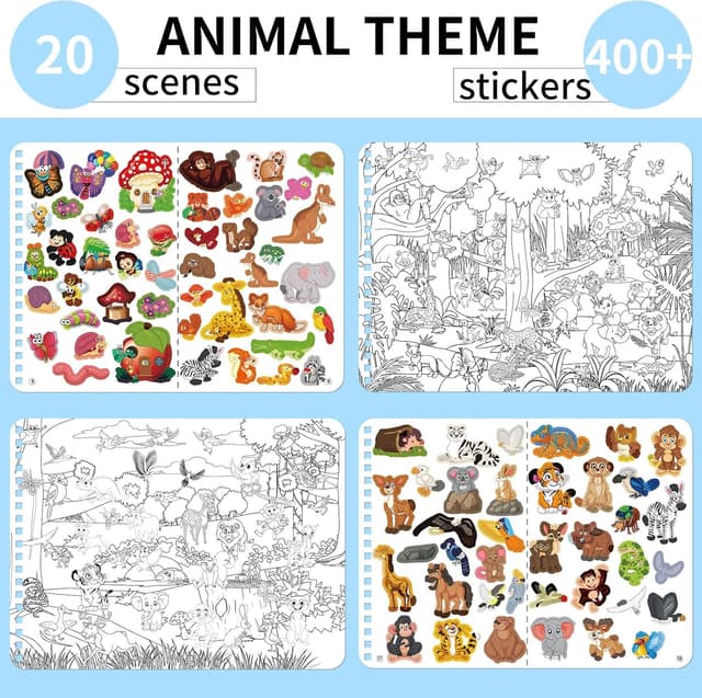 Detalle de Kalysky Find The Animal Sticker Book for Kids (20 Scenes, Over 400 Stickers)