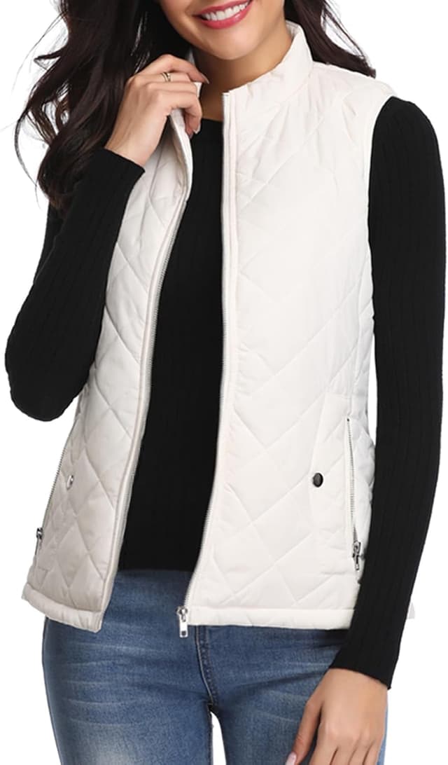 Detalle de Fuinloth Women's Quilted Vest lightweight zip gilet