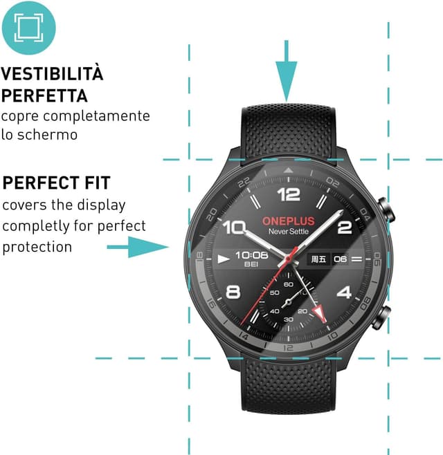 Detalle de smartect Vetro Temperato (3 pezzi, Clear) per OnePlus Watch 2R: protezione anti-graffio 9H senza bolle