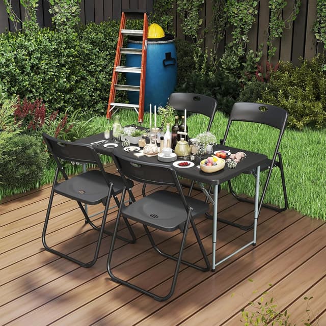 Detalle de Set di 4 sedie pieghevoli nero 160 kg