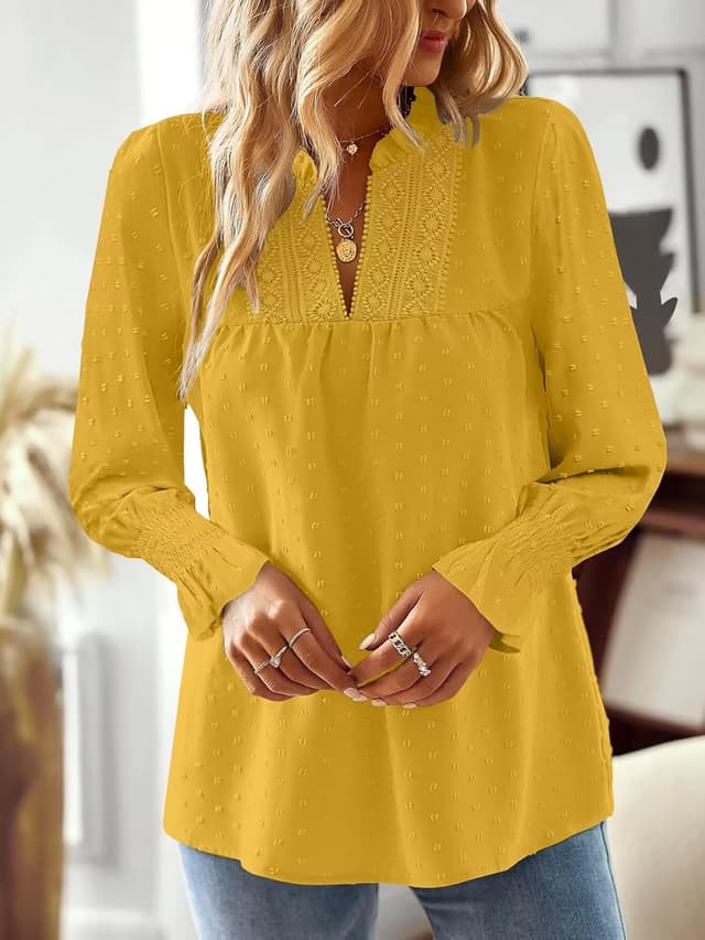 Thumbnail 4 de TUUHAW Langarmshirt Damen V-Ausschnitt