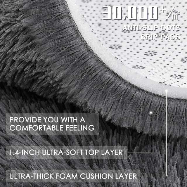 Thumbnail 3 de Homaxy Fluffy Shaggy Rug 120x160 cm