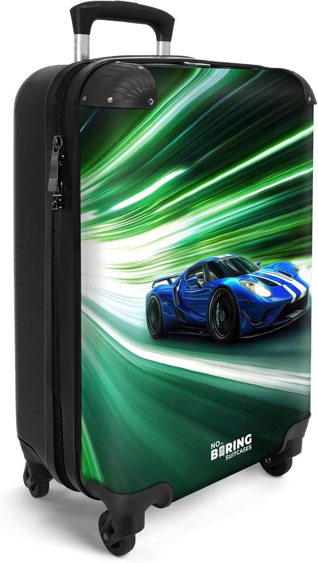 Detalle de NoBoringSuitcases.com Handgepäck-Kinderkoffer 55 x 35 x 20 cm mit 4 Rollen (Hartschale, ABS) – Grün
