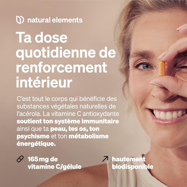 Detalle de Extrait d’Acérola avec vitamine C (165 mg) végane – 180 gélules pour 6 mois