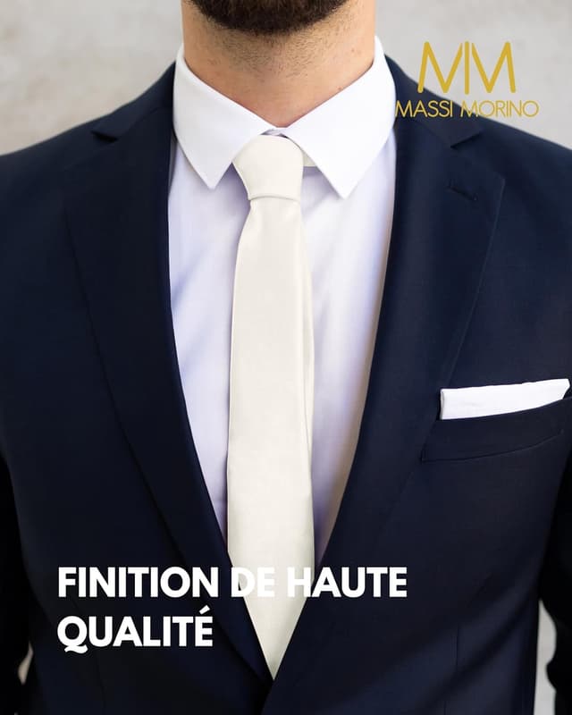 Detalle de Massi Morino Cravate étroite pour homme (6 cm) – Schlips uni slim fit en différentes couleurs