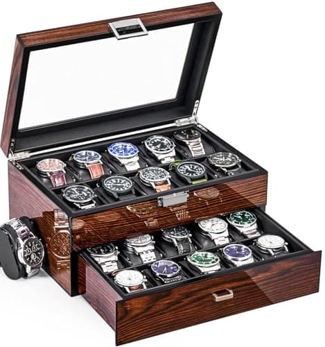 Detalle de BEWISHOME Caja de Relojes 20 Compartimentos