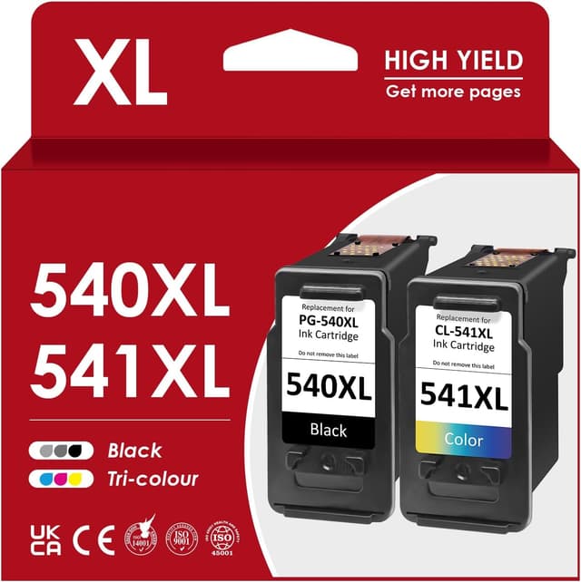 Detalle de Druckerpatronen 540/541 XL Multipack (PG 540 XL Schwarz, 541 XL Farbe) – kompatibel für Canon Pixma