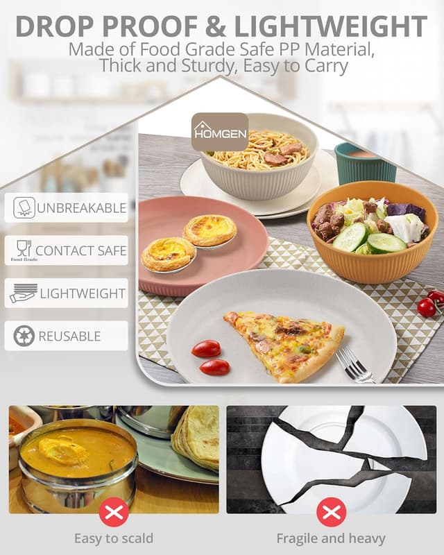 Thumbnail 2 de HOMGEN 12Pcs Plastic Plates and Bowls set — reusable party crockery 🍽