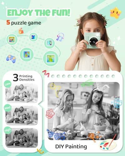 Detalle de TIATUA Cámara de Fotos Infantil Instantánea 2,4” 1080P con Tarjeta de 32 GB y Papel Fotográfico