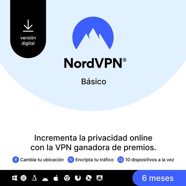 Detalle de NordVPN Básico 10 dispositivos, 6 meses