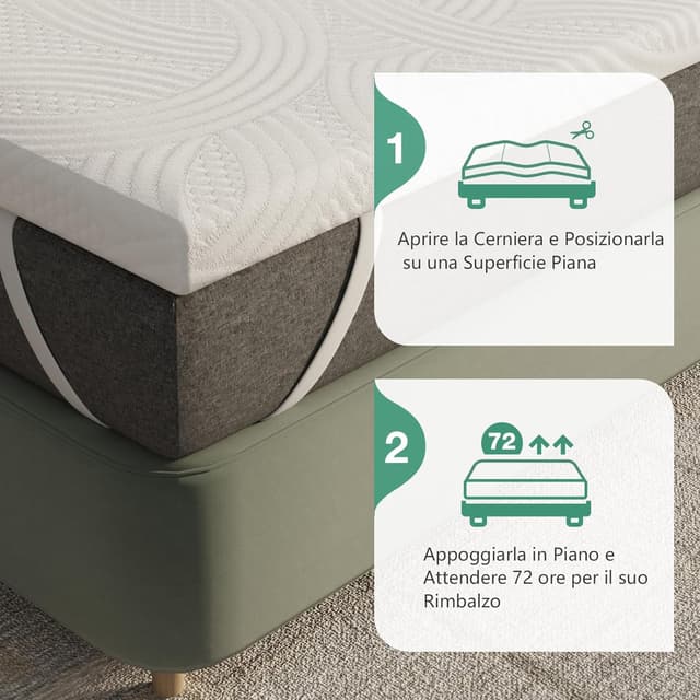 Thumbnail 6 de Novilla Materasso Topper 140x190 cm altezza 7,5 cm in schiuma di fibra di bambù