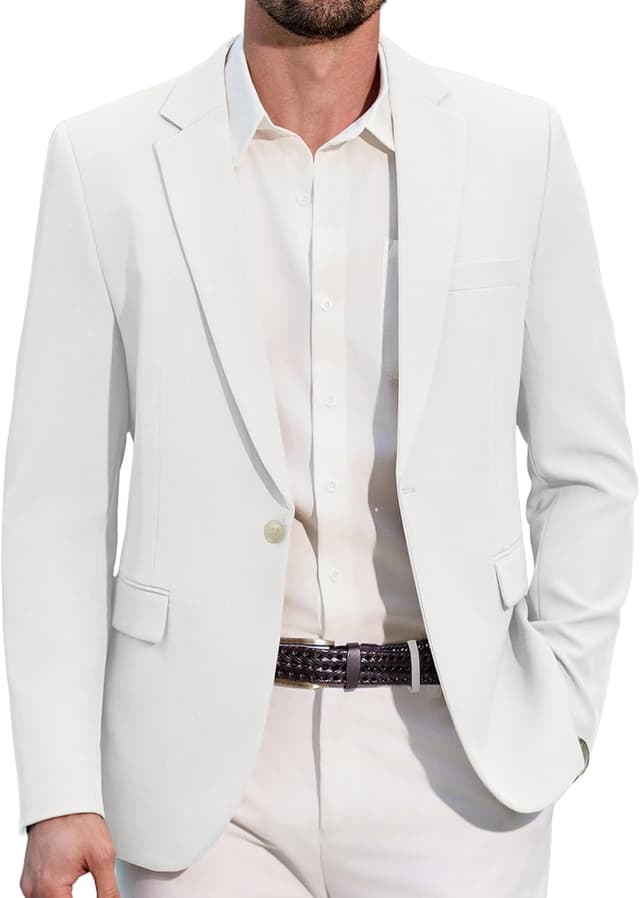 Detalle de COOFANDY Giacca blazer da uomo sportiva casual con 1 bottone, business casual