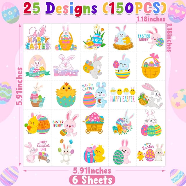 Thumbnail 1 de 150 PCS Easter Tattoos for Baskets