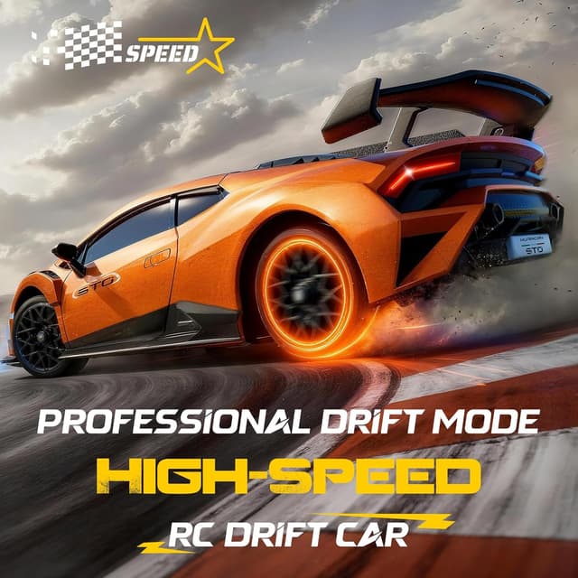 Detalle de LUXOS RC Lamborghini Huracán STO 1:18 Officially Licensed Remote Control Car (Orange) – 15km/h 2.4GHz