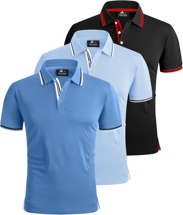 Thumbnail 6 de SwissWell set 3 polo da uomo traspiranti a manica corta (95% poliestere + 5% spandex)