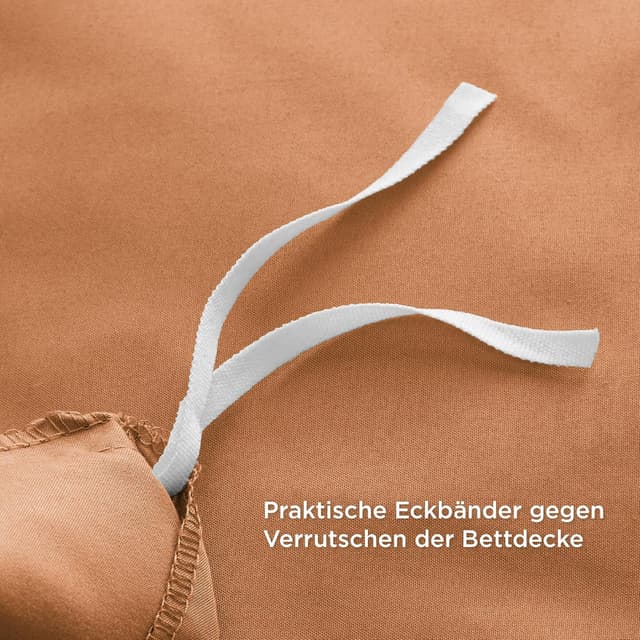 Detalle de BEDSURE Bettwäsche 155x220 cm, 3-teilig Orange (1 Bettbezug + 2 Kissenbezüge) mit Reißverschluss