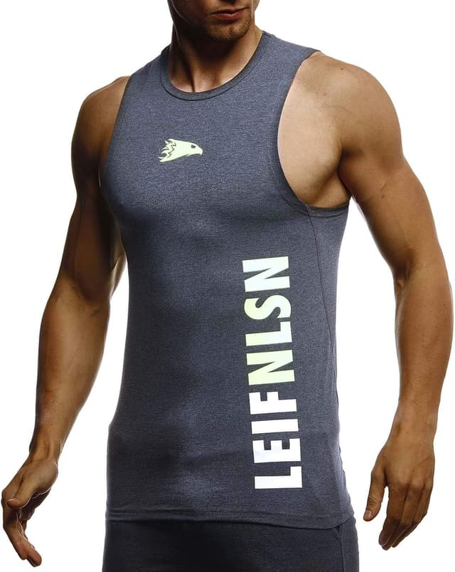 Detalle de Leif Nelson Sport LN-8283 canotta fitness da uomo in cotone
