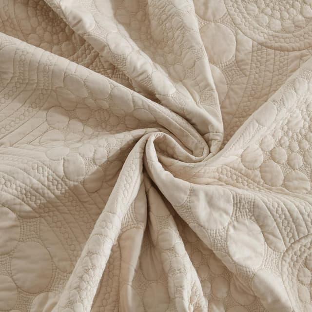 Detalle de MarCielo 3-Piece 100% Cotton Oversized Bedspread Quilt Coverlet Set (Khaki Beige, Oversized King)