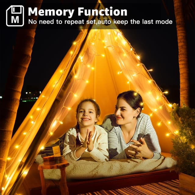 Detalle 2 de Ollny Christmas Tree Lights 20m 200 LED outdoor fairy lights (mains powered) with remote and timer