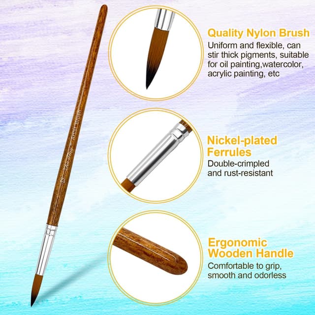 Thumbnail 3 de Paint Brushes Set 12 Pcs with Wooden Handle ๐