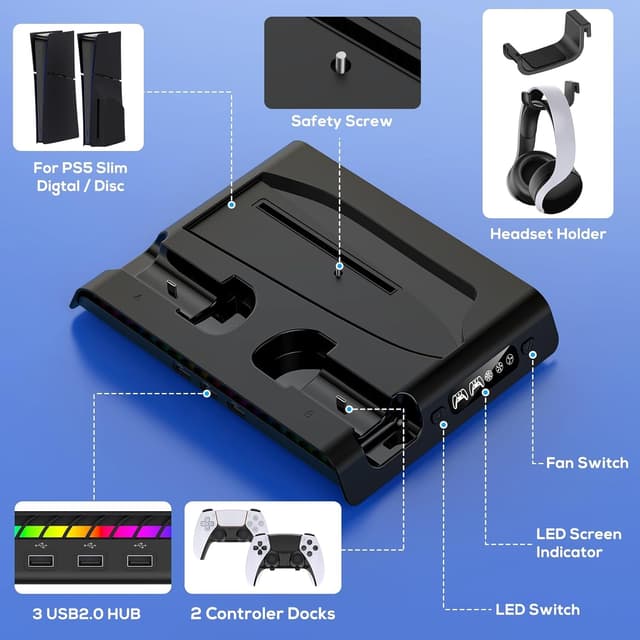 Thumbnail 6 de PS5 Slim RGB Cooling Stand
