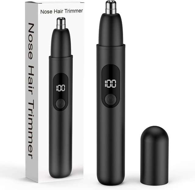 Detalle de Wiederaufladbarer Nasenhaartrimmer mit 360°-Doppelklingen und LED-Anzeige