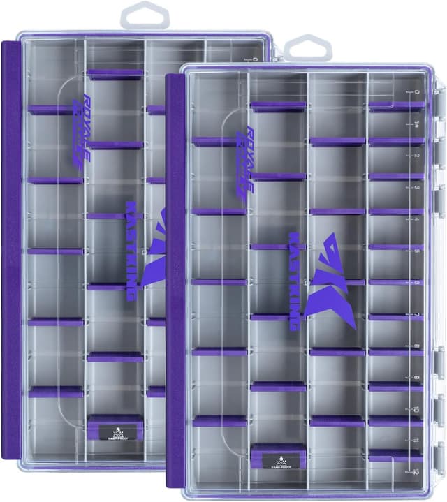 Detalle de KastKing HyperSeal Waterproof Tackle Box (3600/3700), Purple with Removable Dividers
