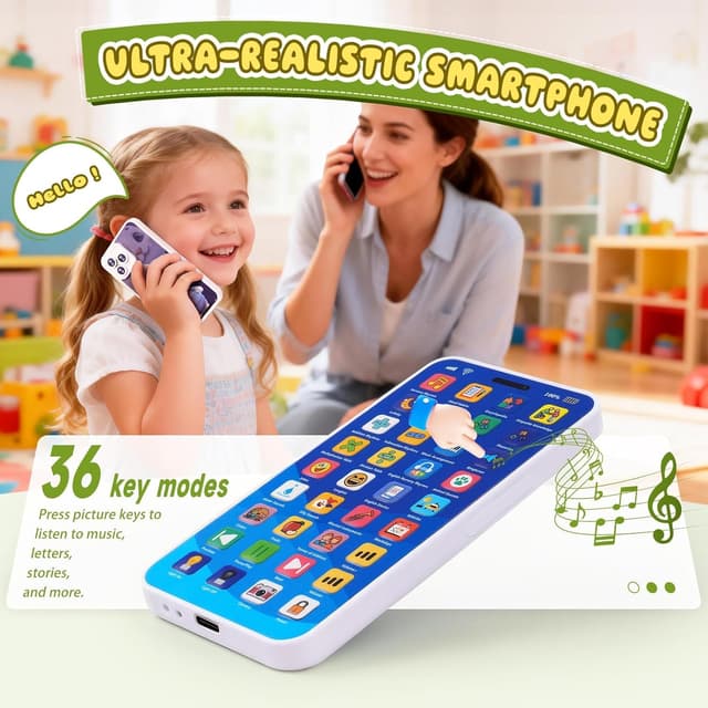 Detalle de Yeeammk Pretend Play Home Office Set for Kids (ages 3-7) with laptop, smartphone & writing tablet