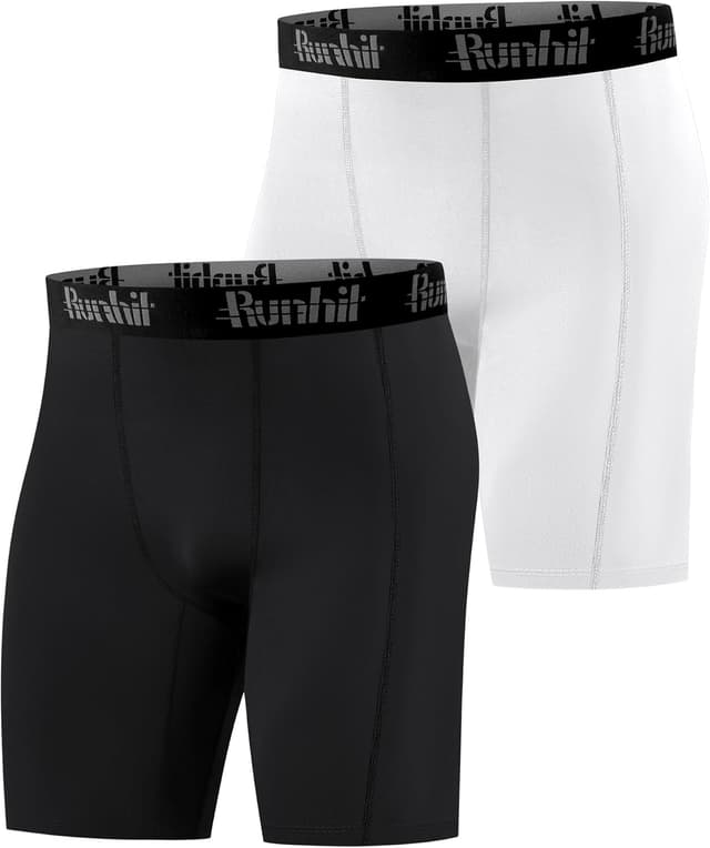 Detalle de Runhit Compression Shorts for Men (1 or 2 Pack) – Moisture-Wicking Anti-Chafe Base Layer