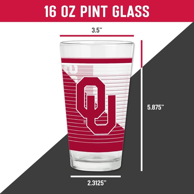 Detalle de Rico Industries NFL Football Main 16 oz Pint Glasses (Set of 2) with Digitally Printed Logo