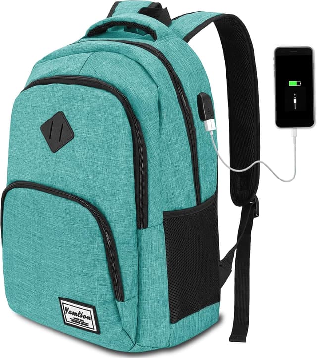 Detalle de YAMTION Schulrucksack für Mädchen und Jungen mit 35-Liter-Fach und USB-Port