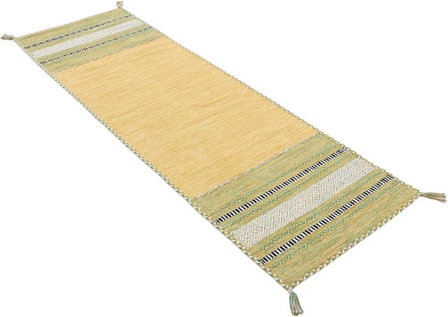 Thumbnail 1 de CarpetFine Kelim Azizi Amarillo 80x400 cm 🟡 Alfombra Moderna