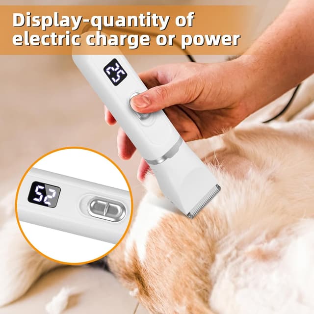 Detalle de Safe Low Noise Dog Grooming Kit (Cordless Pet Clipper) for Quiet trims around paws, eyes and ears