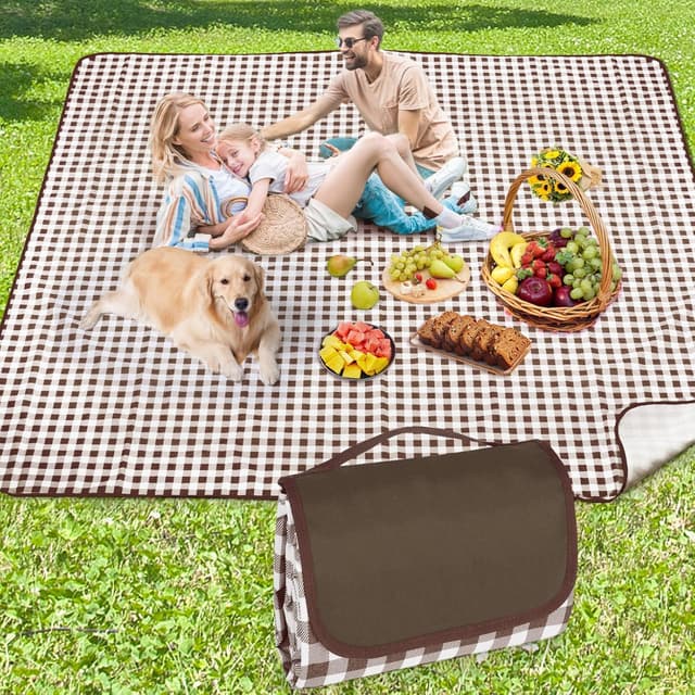 Thumbnail 6 de Anyiner Picnic Blanket Waterproof 300 x 200 cm (Blue Plaid) – Sand-proof, slip-resistant travel rug