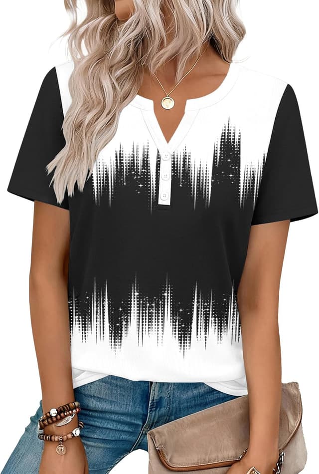 Thumbnail 6 de Zeagoo Womens Summer Tops V Neck Short Sleeve 95% Polyester