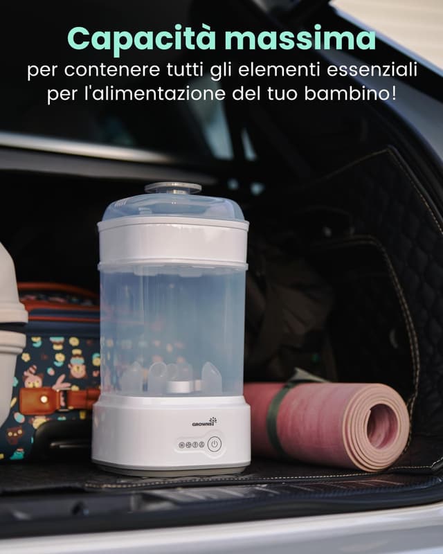 Detalle 2 de Grownsy Sterilizzatore Biberon elettrico a vapore con asciugatura e funzioni 5 in 1
