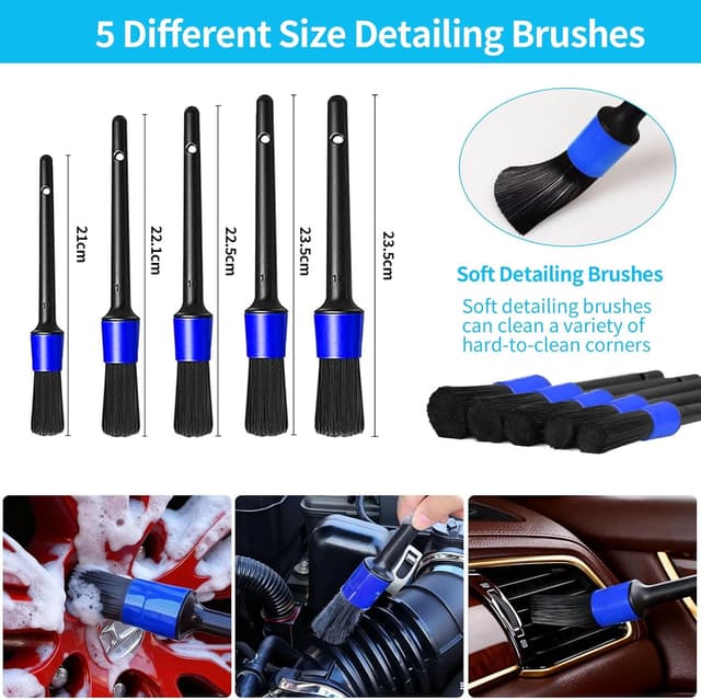 Detalle 2 de 24 PCS Car Cleaning Kit with Drill Brushes – all-round interior, exterior & wheel detailing set