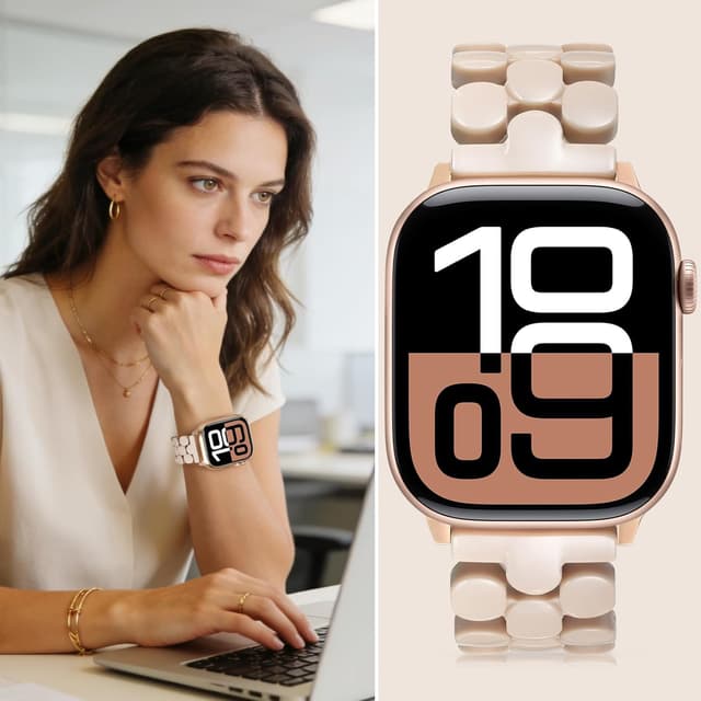 Detalle de V-MORO Cute Resin Band for Apple Watch (SE-Oatmeal) — 38mm, 40mm, 41mm, 42mm