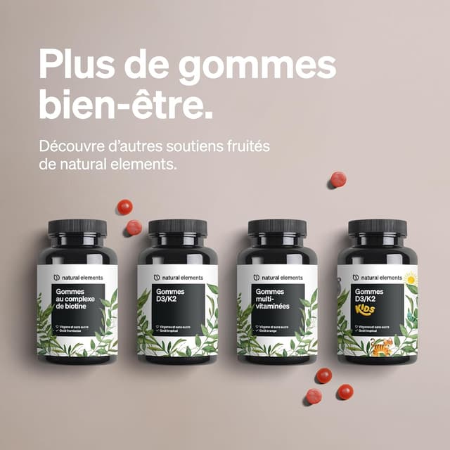 Detalle 2 de natural elements Gommes Multivitamines 120 gummies goût naturel d’orange (adultes)