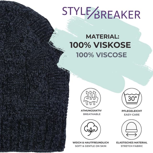 Detalle de styleBREAKER Gorro Beanie Chenilla unisex 22,5 cm