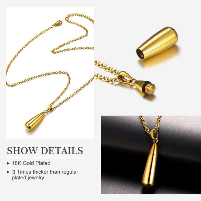 Detalle de Richsteel Memorial Halskette mit Tropfen-Anhänger aus 316L-Edelstahl