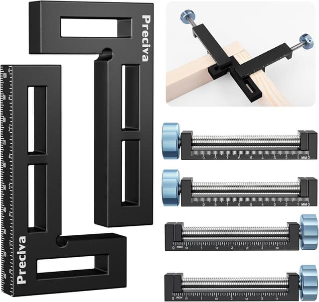 Detalle de Preciva Bloc de positionnement à 90 degrés avec pince d’angle 10 cm (2 ensembles) pour travail du bois