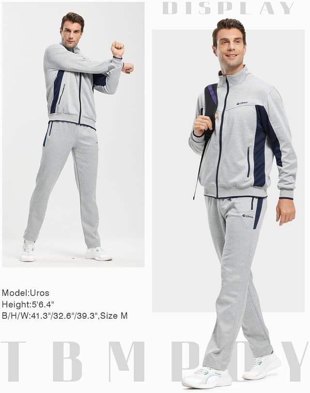 Thumbnail 6 de TBMPOY Men's Tracksuit Full Zip 2-Piece Jog Set