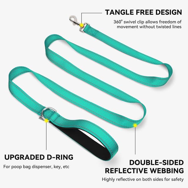 Detalle de Joytale Padded Handle Dog Lead (Double-Sided Reflective Nylon) with 360° Swivel Clasp