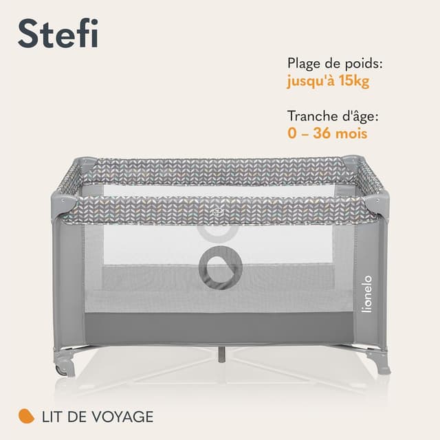 Detalle 2 de LIONELO Stefi lit bébé jusqu’à 15 kg avec entrée latérale et système LockGuard