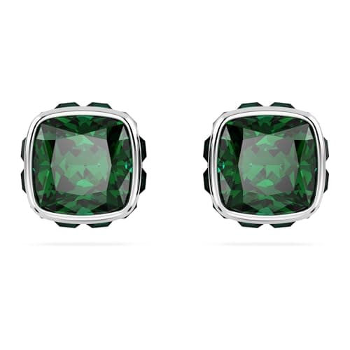 Detalle de Swarovski Pendientes Birthstone Mayo talla cuadrada, verdes 💍