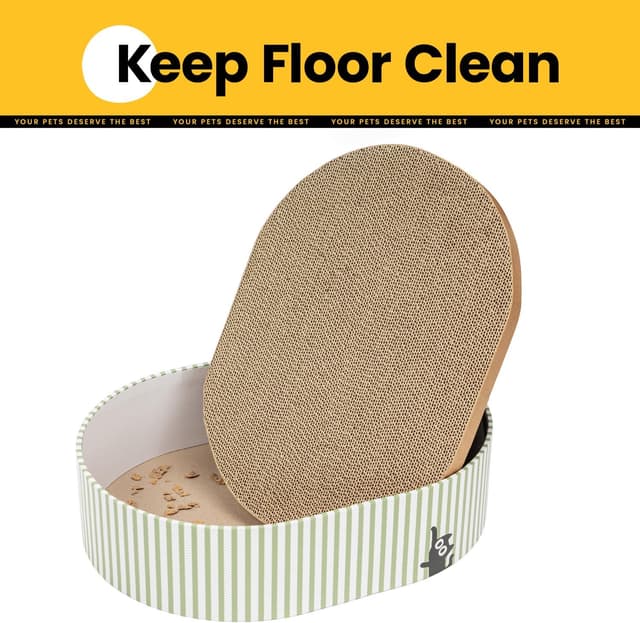 Detalle de Conlun Kratzbrett Katze – Kratzbox mit 4 doppelseitigen Kratzpappen, Wellpappe zum Kratzen und Ausruhen (Groß)